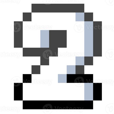 Pixel Number 2 With Black Line. 27517535 PNG