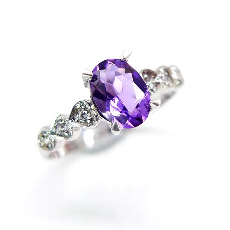 Natural Amethyst ring women 925 sterling silver ring heart design cheap price-in Rings from ...