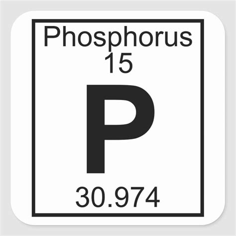 Element 015 - P - Phosphorus (Full) Square Sticker | Zazzle | Periodic table of the elements ...