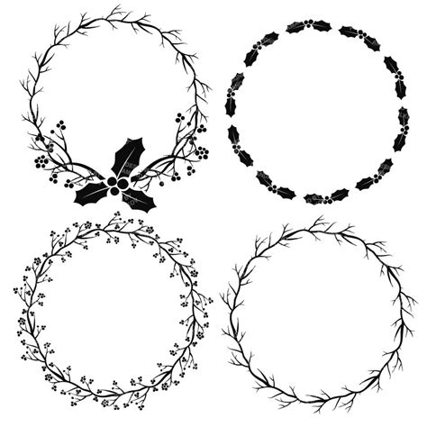 Free Christmas Wreath Clip Art Black And White, Download Free Clip Art, Free Clip Art on Clipart ...