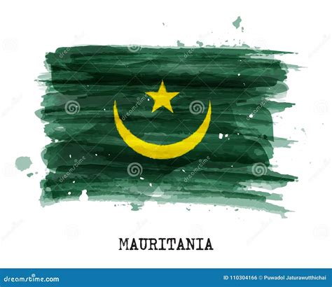 Watercolor Painting Design Flag of Mauritania . Vector Stock Vector ...