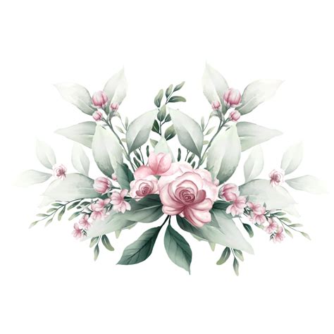 Bouquet of pink watercolor flowers 13855184 PNG