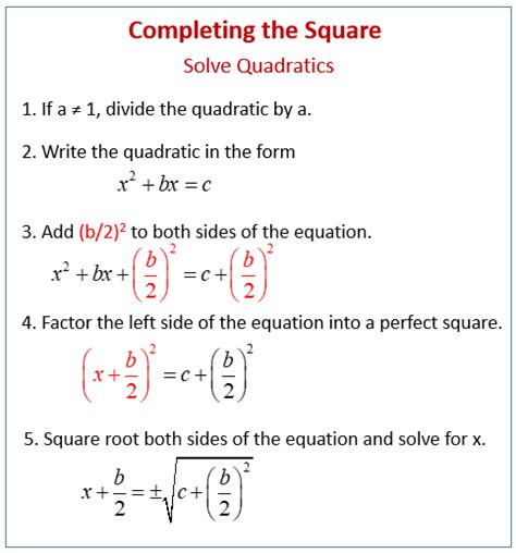 Solving Quadratic Equations by Completing the Square (examples, videos, worksheets, solutions ...