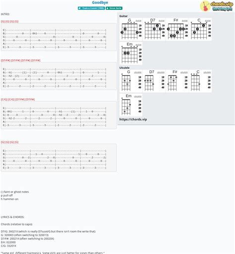 Chord: Goodbye - tab, song lyric, sheet, guitar, ukulele | chords.vip