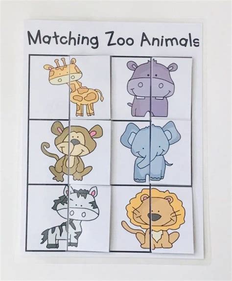 Matching Wild Animals Puzzle Learning Game-Educational | Etsy | Kindergarten games, Animal ...