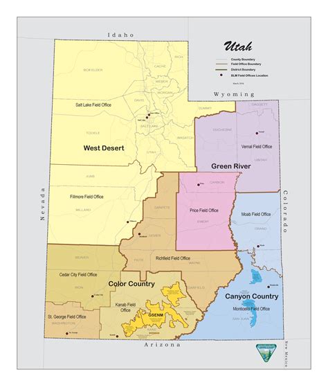 Utah State District Map | Bureau of Land Management