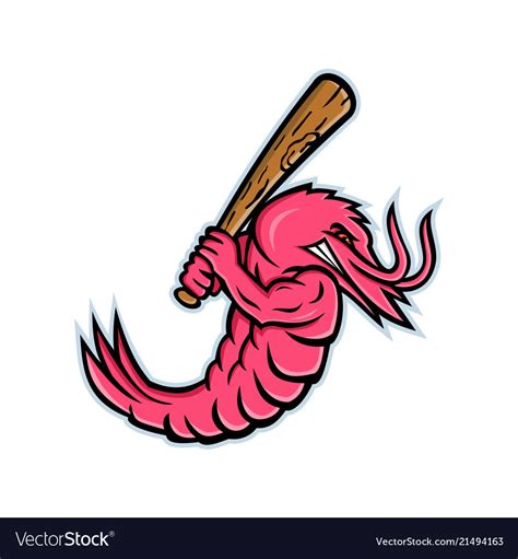 Jumbo shrimp baseball mascot Royalty Free Vector Image