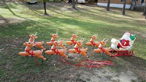 LIGHTED SANTA SLEIGH WITH 8 REINDEER BLOW MOLD OUTDOOR CHRISTMAS YARD ...