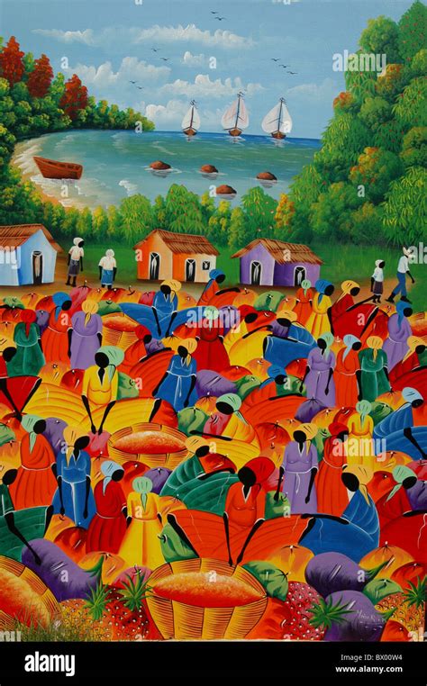 art arts coloured Dominican Republic Caribbean haitian painting painting market Stock Photo - Alamy