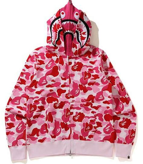 BAPE Big ABC Camo Shark Wide Full Zip Double Hoodie Pink - SS21