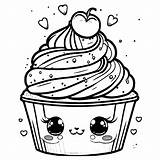 Cute Cupcake Coloring Page Kawaii Style · Creative Fabrica sketch template