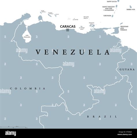 Venezuela political map with capital Caracas and national borders Stock ...