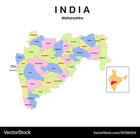 Maharashtra map 2019 new map Royalty Free Vector Image