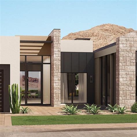 Beautiful modern desert home with stone accents #Regram via @livingwithloloaz | Modern desert ...