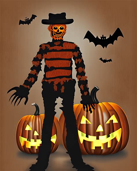 Freddy Krueger Halloween Pumpkin Graphic · Creative Fabrica