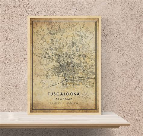 Tuscaloosa Vintage Map Print Tuscaloosa Alabama Map Art | Etsy