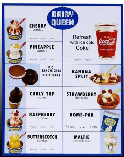 DQ 1960 | Dairy queen, Diner menu, Vintage recipes