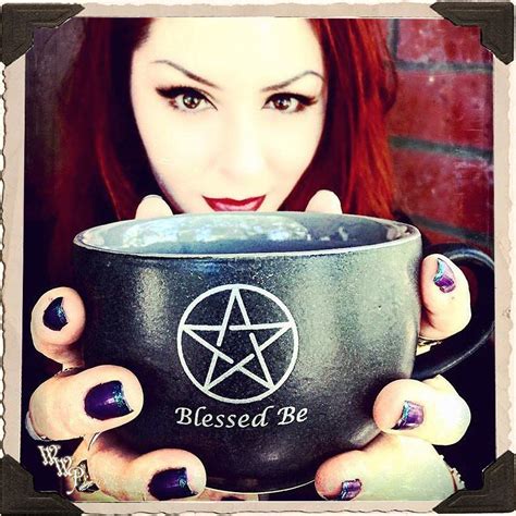 "BLESSED BE" PENTACLE COFFEE / TEA MUG. Large Black & Gray Witches Cauldron Cup. | Mugs, Witches ...
