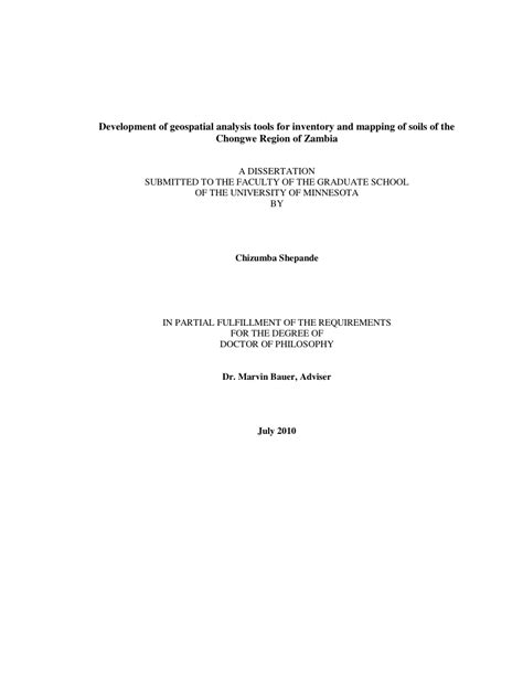 (PDF) Development of geospatial analysis tools for inventory and mapping of soils of the Chongwe ...