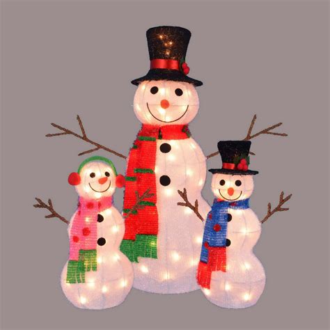 Northlight 3 Piece Tinsel Snowman Family Pre Lit Outdoor Yard Art Set - Walmart.com - Walmart.com