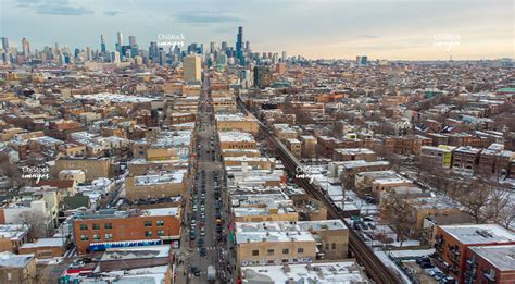 Aerial View Above Milwaukee Ave West Town Chicago - ChiStockImages.com