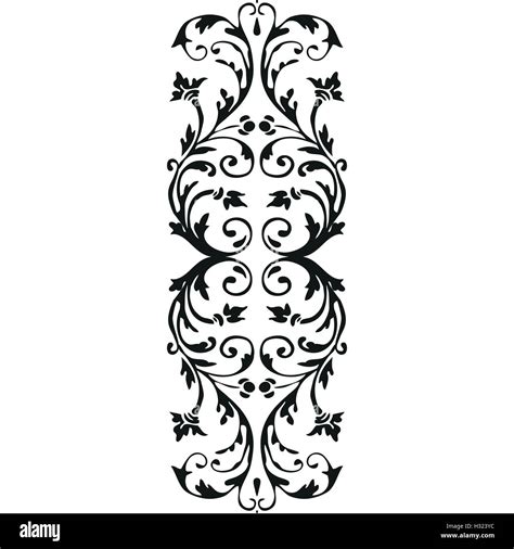 Vector vertical border curled floral element on white background for ...