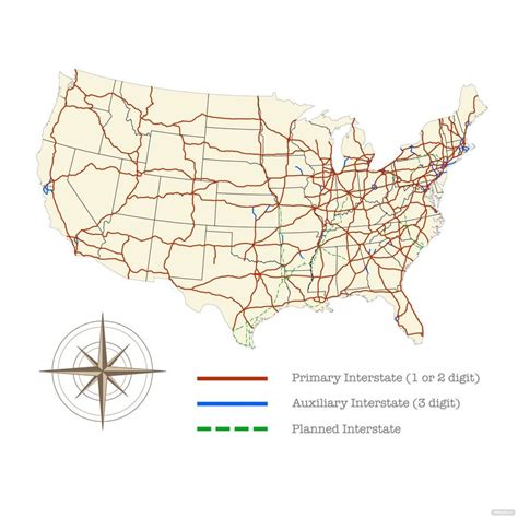 US Road Map Vector in Illustrator, SVG, JPG, EPS, PNG - Download | Template.net