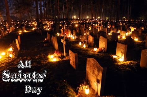 All Saints Day Lighting Lamps At Graveyard Wallpaper