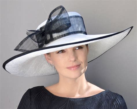 Kentucky Derby Hat, Wedding Hat, Formal Hat. Ladies Black and White Hat, Church Hat, Dressy Hat ...