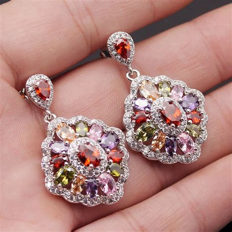 CHOOSE YOU COLOR Beautiful Natural STONE 925 Sterling Silver Women Stud ...