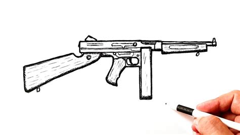 How to draw a Thompson M1928 - YouTube