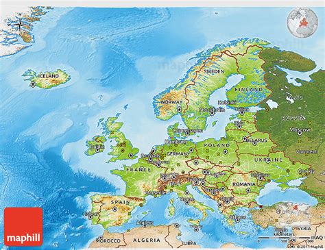 Physical Map Of Europe Satellite Outside Shaded Relief Sea | Images and ...