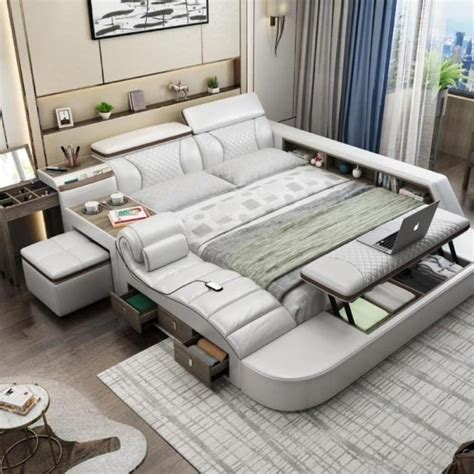 Modern Day Comfortable Smart Bed With Massager Stool and Storage | My Aashis