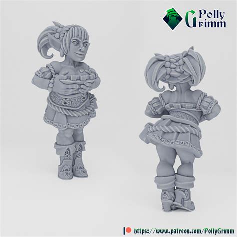 3D Printable Fantasy tabletop miniature character. Goblin girl by PollyGrimm