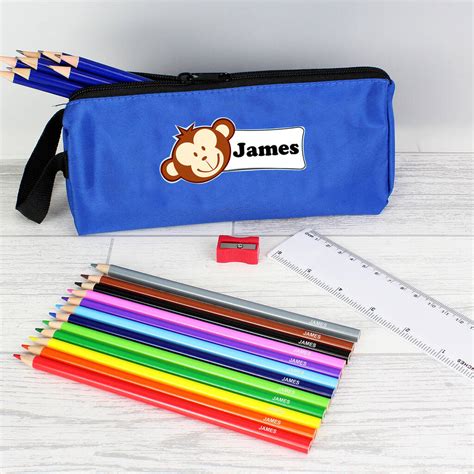 Personalised Blue Pencil Case And Pencils By Sassy Bloom As seen on TV | notonthehighstreet.com