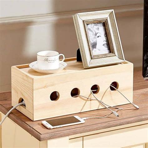 The Wooden Cable Organizer Box Hides Your Power Strip and Tangled ...