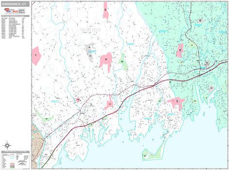 Greenwich Connecticut Wall Map (Premium Style) by MarketMAPS - MapSales