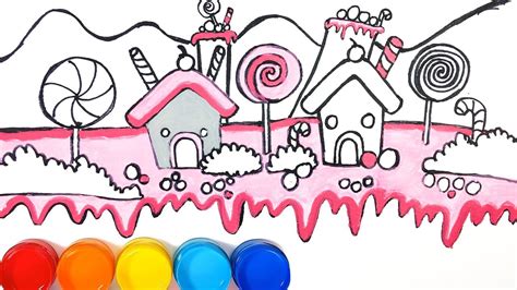 Candy Land Drawing and Coloring | How to draw Candy House - Daily Kids ...