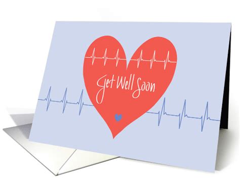 Get Well Soon after Heart Surgery, Heart and Heart Waves card