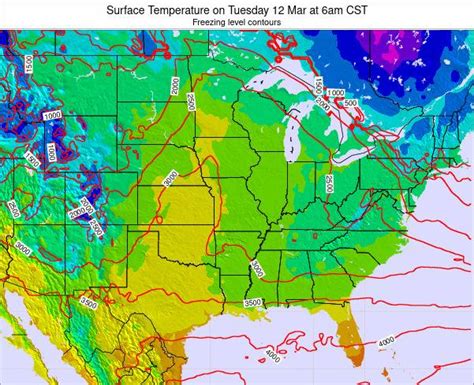 Missouri Surface Temperature on Tuesday 23 Feb at 6pm CST