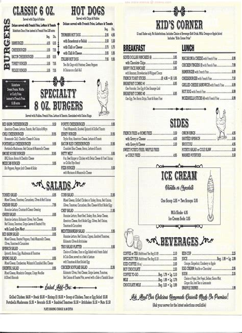 Menu at Red Barn Restaurant, Montville