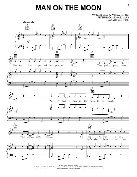 Man On The Moon sheet music by R.E.M. (Piano, Vocal & Guitar (Right ...