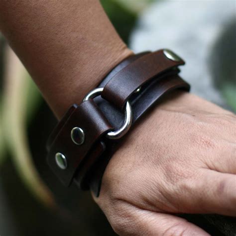 Men's Leather Wristband Bracelet - Bold Brown | NOVICA