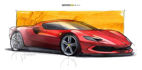 The sketch of the Ferrari 296 GTB by Flavio Manzoni | AutomobiliFerrari