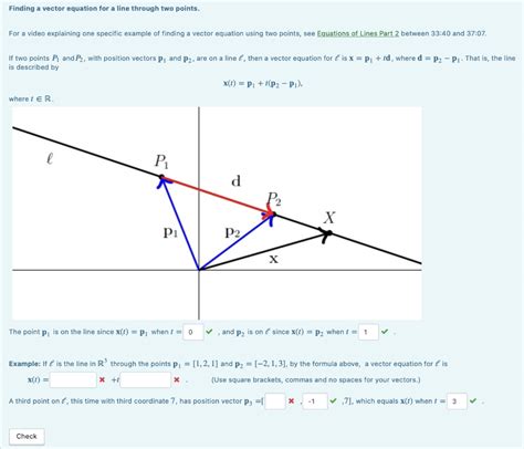 Solved Finding a vector equation for a line through two | Chegg.com