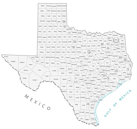 Texas By County Map - Darla Emeline