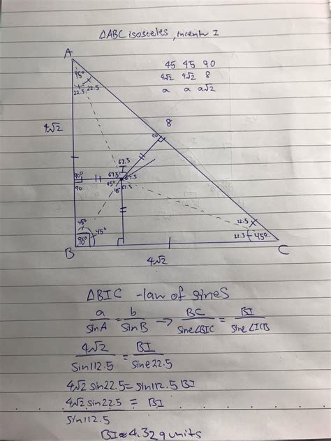 trigonometry - Isosceles Triangle Incenter Problem Solving Question ...