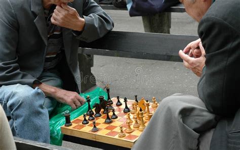 Two men play chess editorial stock photo. Image of leisure - 126319068