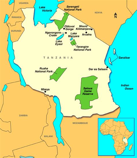 Tanzania Map Tourist Attractions - ToursMaps.com