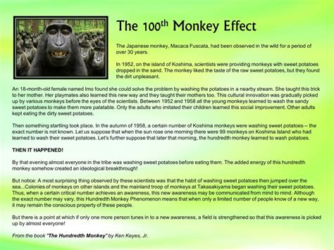 The 100th Monkey Effect – Acts of Goodness